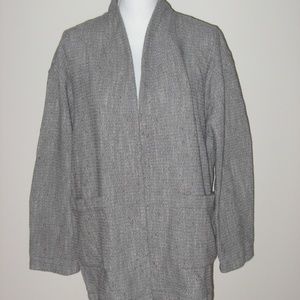 EILEEN FISHER Gray Heathered Open Front Jacket